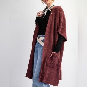 Elegant Maroon Open-Front Cardigan